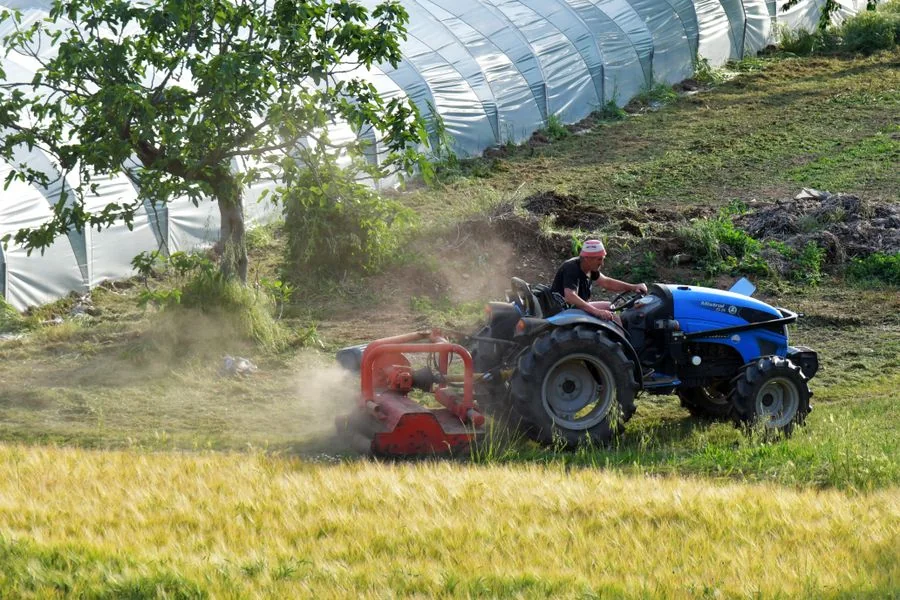 Tracteur compact avec plateau de tonte